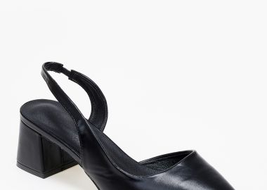 Open heel χαμηλές γόβες με χοντρό τακούνι - Μαύρο - Issue - 