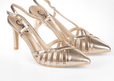 Open heel γόβες με λεπτό τακούνι - Χρυσό - Issue - 