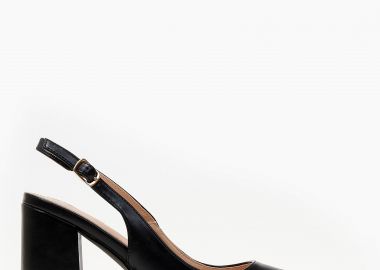 Open heel μυτερές γόβες με χοντρό τακούνι - Μαύρο - Issue - 