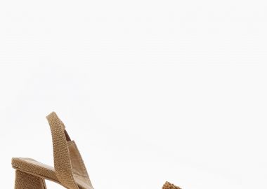 Open heel μυτερές γόβες με πλεκτό σχέδιο - Κάμελ - Issue - 