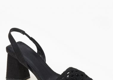 Open heel μυτερές γόβες με πλεκτό σχέδιο - Μαύρο - Issue - 