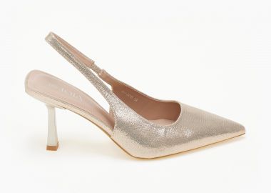 Open heel μυτερές shiny γόβες με λεπτό τακούνι - Χρυσό - Issue - 