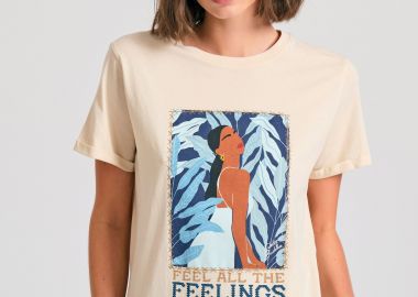 Organic cotton γυναικείο t-shirt με τύπωμα σε boho look - FUNKY BUDDHA - 