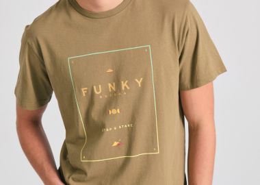 Organic cotton t-shirt με minimal branded τύπωμα - FUNKY BUDDHA - 