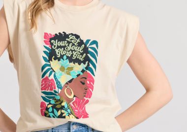 Organic cotton t-shirt με τύπωμα σε boho look - FUNKY BUDDHA - 