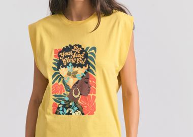 Organic cotton t-shirt με τύπωμα σε boho look - FUNKY BUDDHA - 