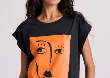 Organic cotton t-shirt με τύπωμα στο στήθος - FUNKY BUDDHA - 