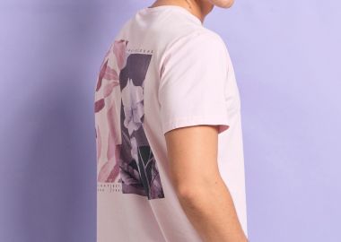 Organic cotton t-shirt με vintage φλοράλ τύπωμα - FUNKY BUDDHA - 