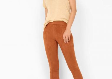 Orsay γυναικείο παντελόνι ψηλόμεσο με suede όψη - 350167-758000 Κεραμιδί - ORSAY - 