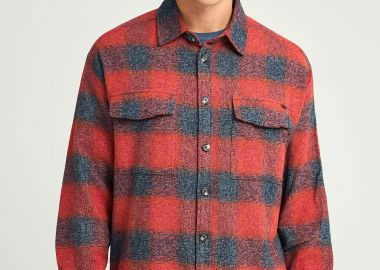 Overshirt καρό flannel πουκάμισο με τσέπες στο στήθος - FUNKY BUDDHA - 