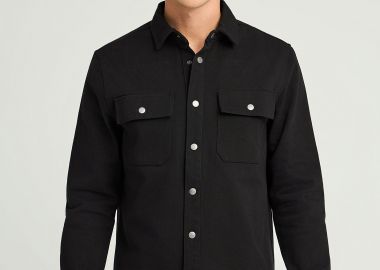 Overshirt τζιν ανδρικό πουκάμισο με τσέπες στο στήθος - FUNKY BUDDHA - 