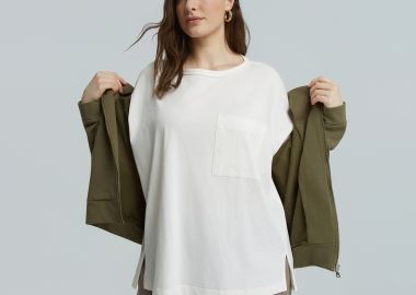 Oversized βαμβακερό t-shirt με τσεπάκι - MAT FASHION - 