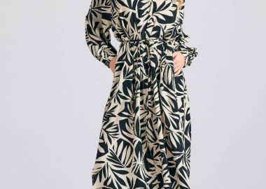 Oversized εμπριμέ μίντι φόρεμα από βισκόζη - FUNKY BUDDHA - 