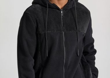 Oversized φούτερ ζακέτα με εσωτερική επένδυση - FUNKY BUDDHA - 