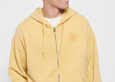 Oversized φούτερ ζακέτα με τύπωμα στο στήθος - FUNKY BUDDHA - 