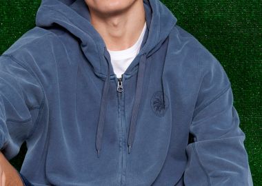 Oversized φούτερ ζακέτα με τύπωμα στο στήθος - FUNKY BUDDHA - 