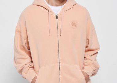 Oversized φούτερ ζακέτα με τύπωμα στο στήθος - FUNKY BUDDHA - 