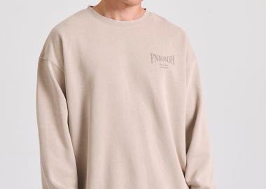 Oversized garment dyed φούτερ με τύπωμα στην πλάτη - FUNKY BUDDHA - 