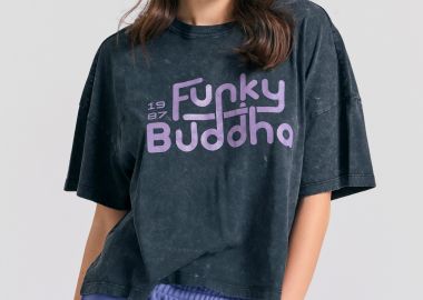Oversized garment dyed t-shirt με branded τύπωμα - FUNKY BUDDHA - 