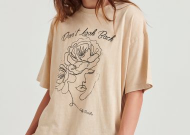 Oversized garment dyed t-shirt με τύπωμα - FUNKY BUDDHA - 