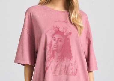 Oversized garment dyed t-shirt με vintage τύπωμα - FUNKY BUDDHA - 