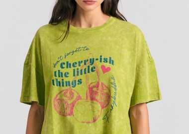 Oversized grament dyed t-shirt με photographic τύπωμα - FUNKY BUDDHA - 