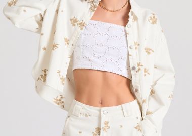 Oversized γυναικείο τζιν μπουφάν με κέντημα - FUNKY BUDDHA - 