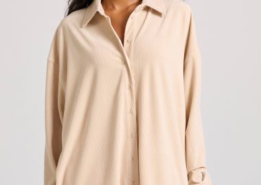 Oversized πουκάμισο σε βελουτέ ύφασμα - FUNKY BUDDHA - 