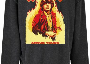 Oversized Premium Hoodie Angus Young Art1 Rock Avenue Black - Rock Avenue - 