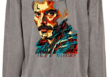 Oversized Premium Hoodie Freddie Mercury Face Art Rock Avenue Asphalt - Rock Avenue - 