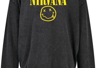 Oversized Premium Hoodie Nirvana Face Art Rock Avenue Black - Rock Avenue - 