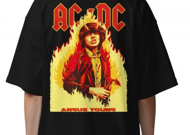 Oversized T-Shirt Angus Young Art1 Rock Avenue Black - Rock Avenue - 