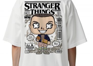 Oversized T-Shirt Eleven With Eggos Stranger Things Pop Culture White - Pop Culture - 