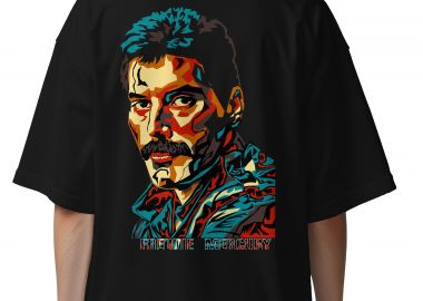 Oversized T-Shirt Freddie Mercury Face Art Rock Avenue Black - Rock Avenue - 