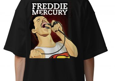 Oversized T-Shirt Freedie Mercury 1 Rock Avenue Black - Rock Avenue - 