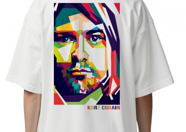 Oversized T-Shirt K Cobain Art1 Rock Avenue White - Rock Avenue - 