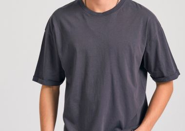 Oversized t-shirt με δίπλωμα στο μανίκι - FUNKY BUDDHA - 