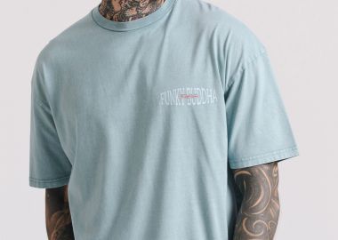 Oversized t-shirt με vintage τύπωμα στην πλάτη - FUNKY BUDDHA - 