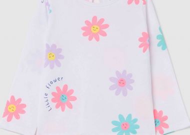 OVS βρεφική μακρυμάνικη μπλούζα με all-over flower print - 002219973 Λευκό - OVS KIDS - 