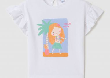OVS βρεφική μπλούζα με print και βολάν - 002361381 Λευκό - OVS KIDS - 