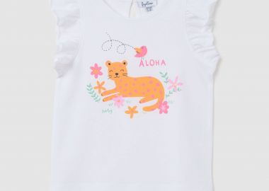 OVS βρεφική μπλούζα με print και βολάν - 002361570 Λευκό - OVS KIDS - 