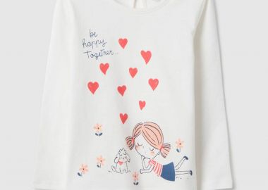 OVS βρεφική μπλούζα με print Regular Fit - 002553068 Λευκό - OVS KIDS - 