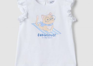 OVS βρεφική μπλούζα με print Regular Fit - 002691879 Λευκό - OVS KIDS - 