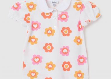 OVS βρεφική πόλο μπλούζα με floral print και γιακά - 002361610 Λευκό - OVS KIDS - 