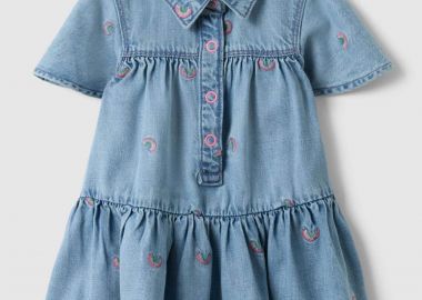 OVS βρεφικό denim φόρεμα με rainbow print Regular Fit - 002561643 Denim Blue - OVS KIDS - 