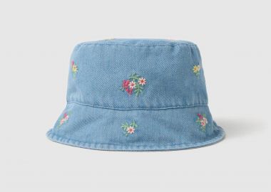 OVS βρεφικό denim καπέλο bucket με κέντημα λουλουδιών - 002268349 Denim Blue Ανοιχτό - OVS KIDS - 