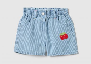 OVS βρεφικό denim σορτς με κέντημα κεράσια Regular Fit - 002576660 Denim Blue - OVS KIDS - 