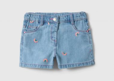OVS βρεφικό denim σορτς με rainbow print Regular Fit - 002561648 Denim Blue - OVS KIDS - 