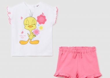 OVS βρεφικό σετ μπλούζα με Tweety print και σορτς (2 τεμάχια) - 002364698 Λευκό - OVS KIDS - 