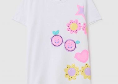 OVS βρεφικό T-shirt με diamantes και sunglasses print - 002199582 Λευκό - OVS KIDS - 